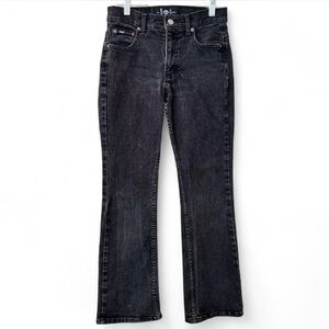 Sz 26 90’s/Y2K Vintage l.e.i. Hip Hugger Flared Stonewashed Black Jeans